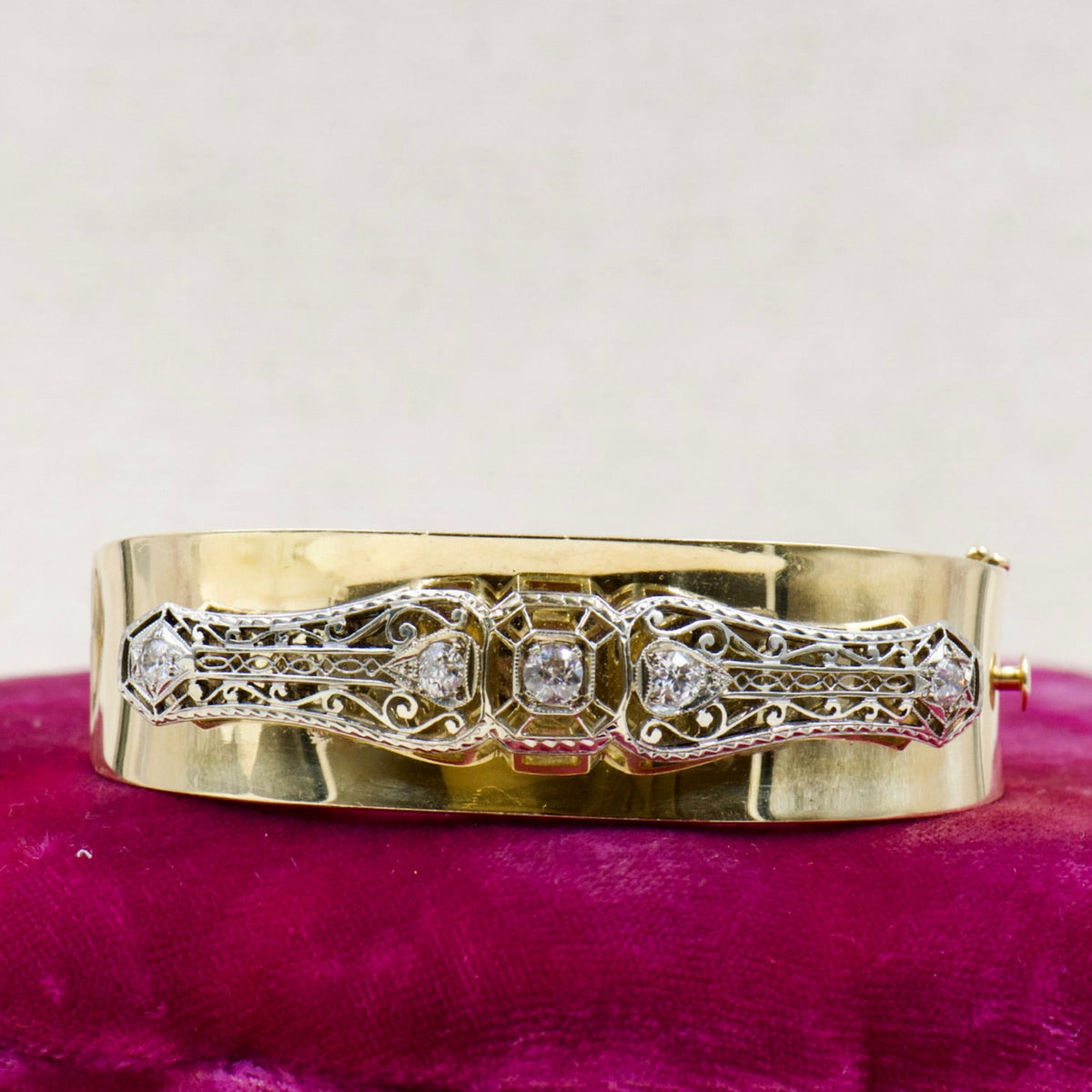 Antique Diamond Filigree Bangle