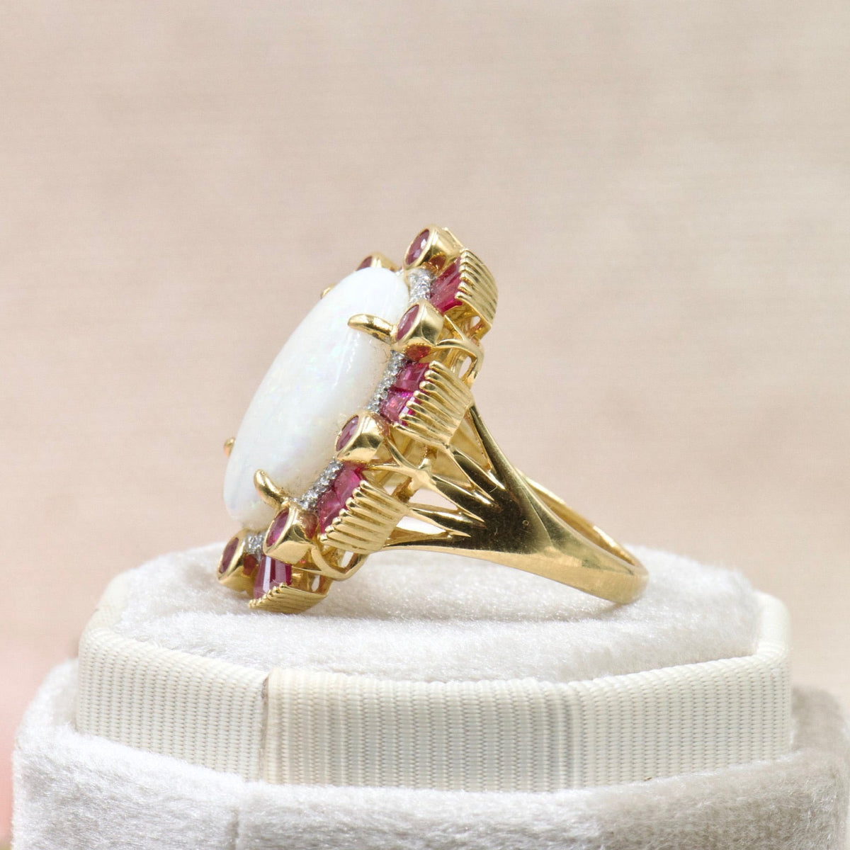 Opal, Ruby and Diamond Ring
