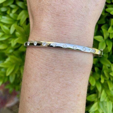 Diamond white gold bangle bracelet Clearance
