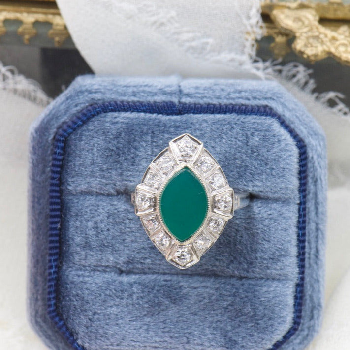 Chrysoprase and Diamond Ring