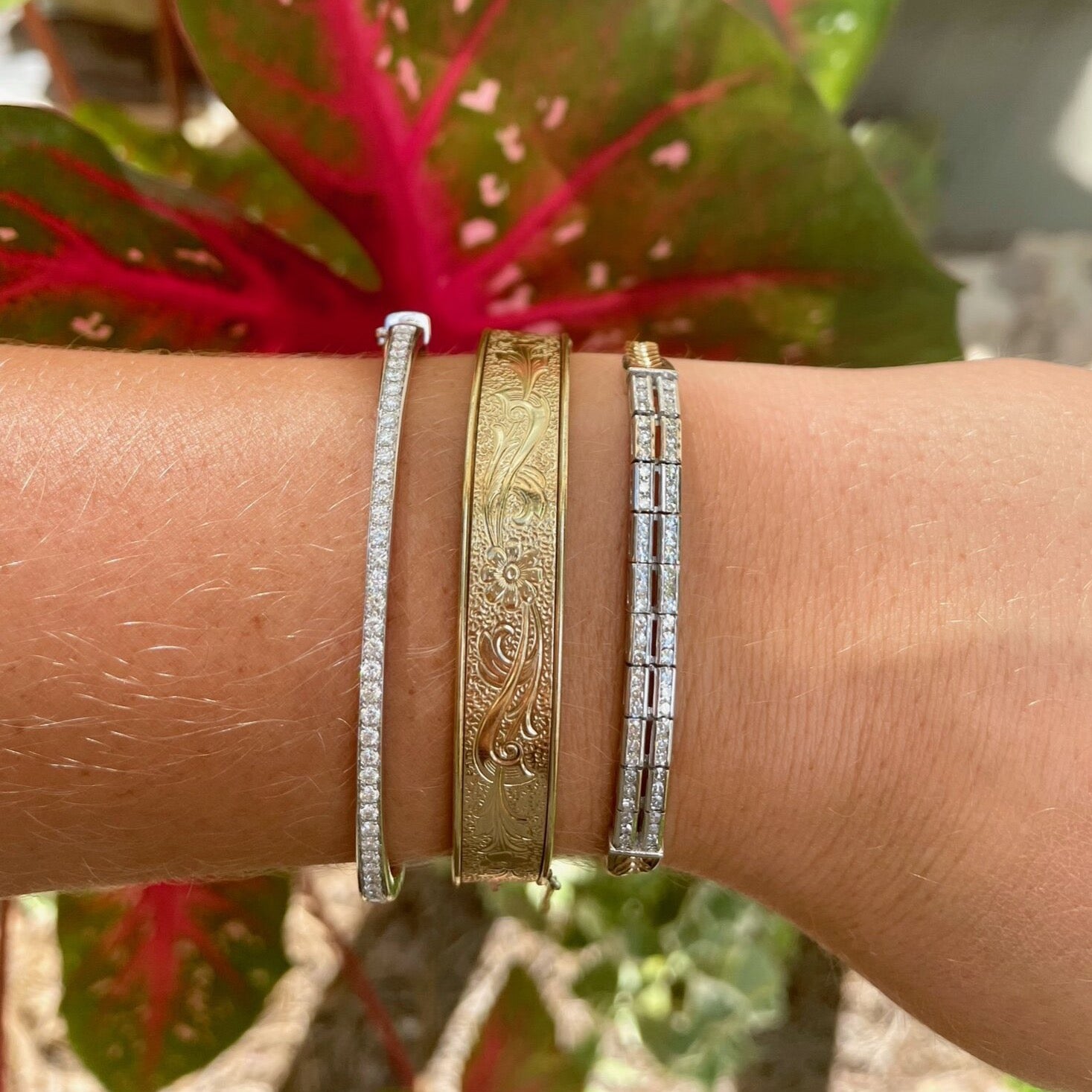Diamond and Foxtail Chain Bracelet