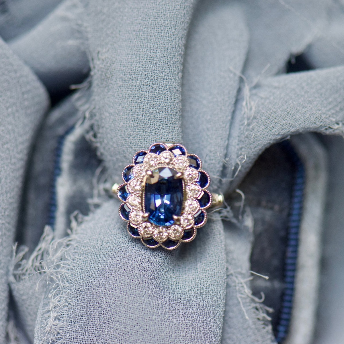 Sapphire and Diamond Necklace and Ring