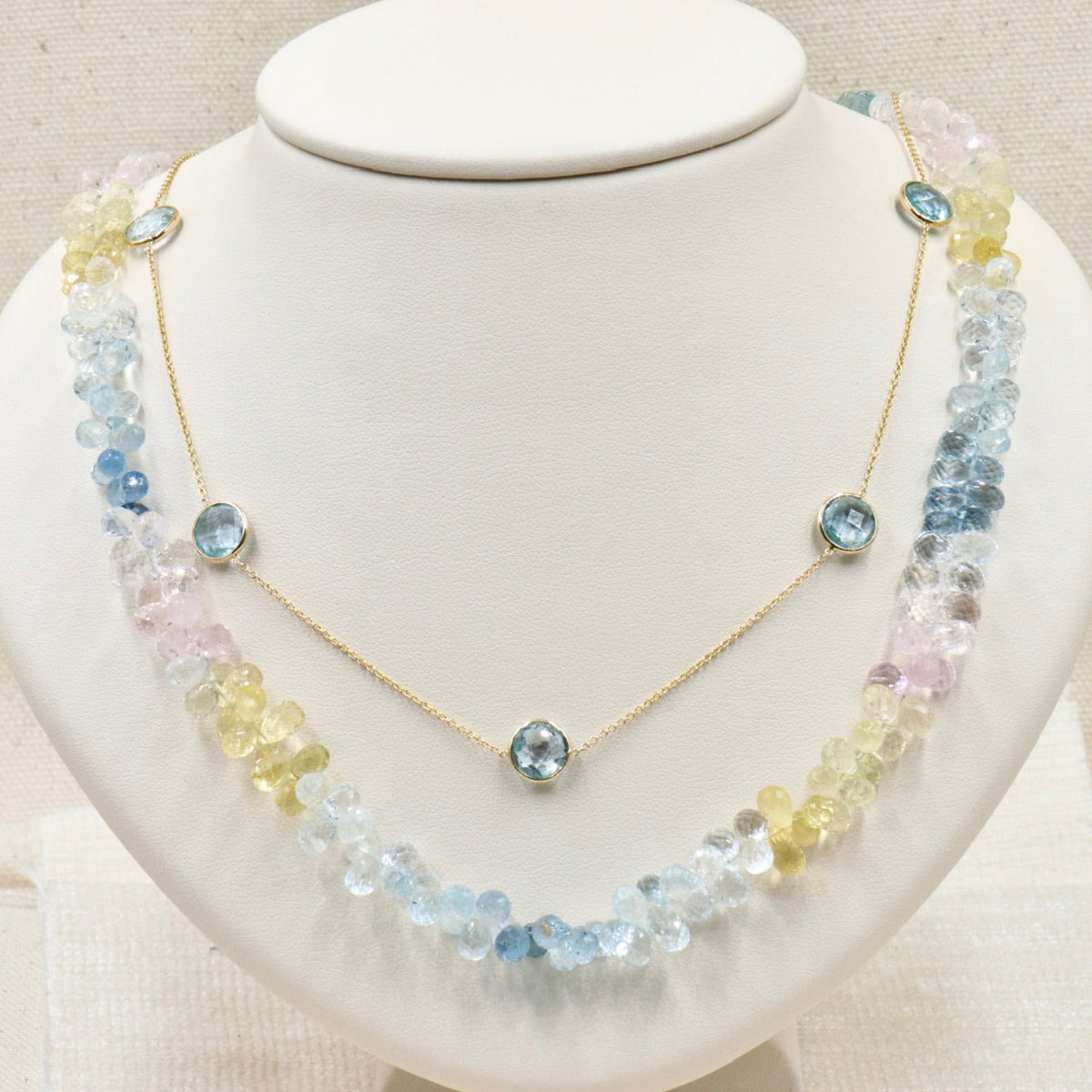 Blue Topaz Bezel Necklace