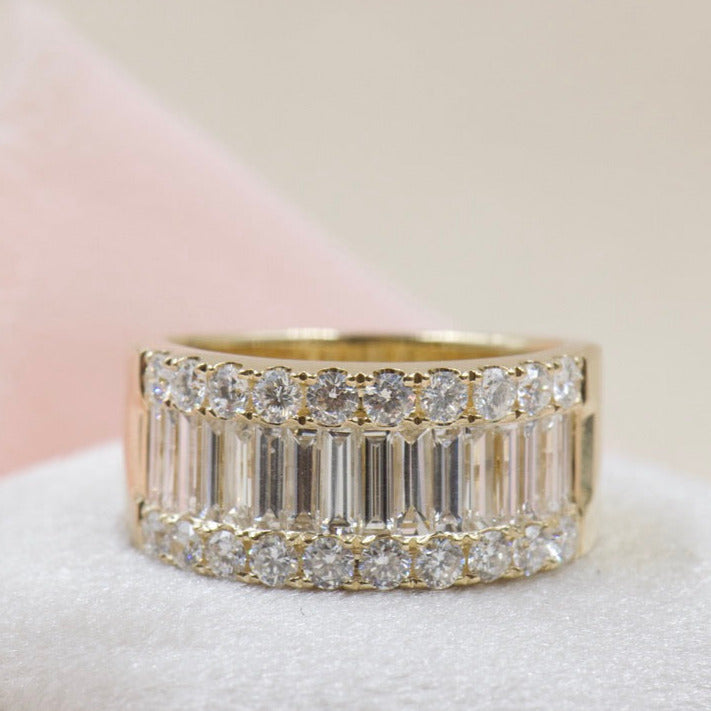 Baguette and Round Diamond Band