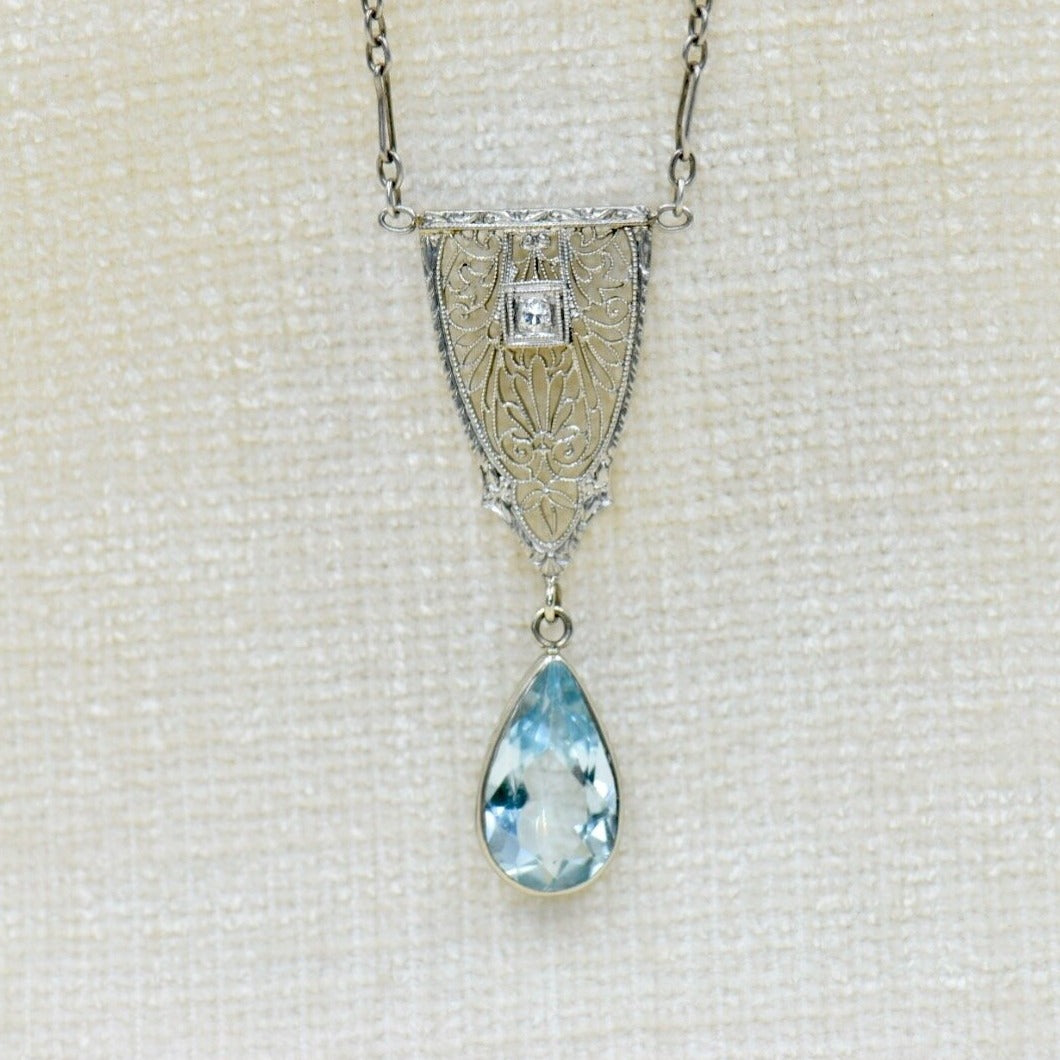 Aquamarine and Diamond Necklace