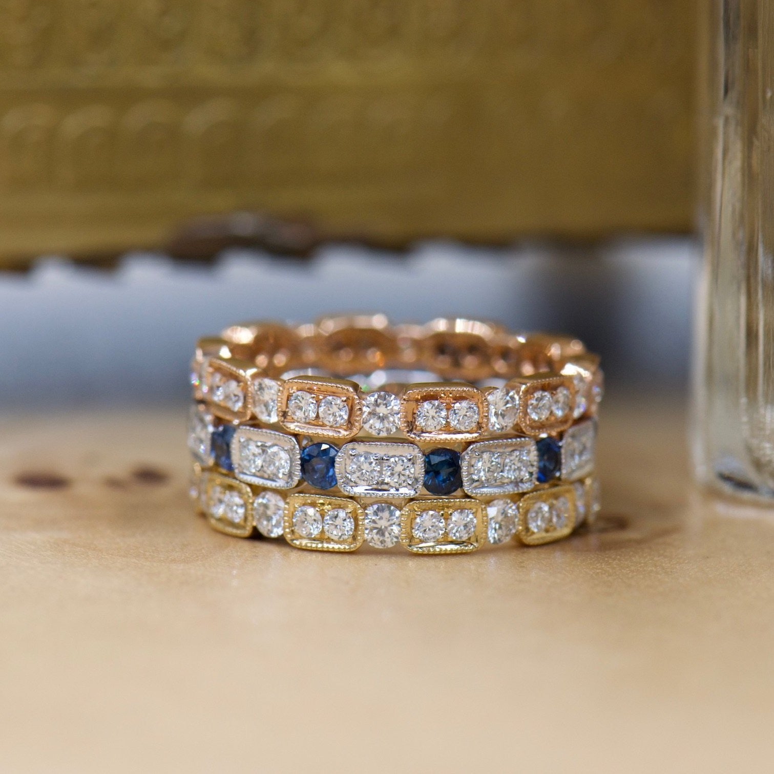 White Gold Sapphire and Diamond Band