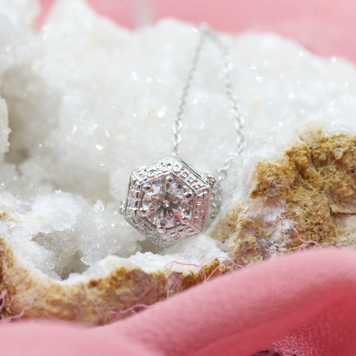 Diamond Hexagon Necklace