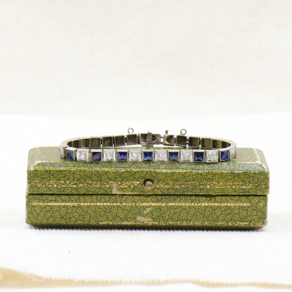 Diamond and French Cut Sapphire Bracelet