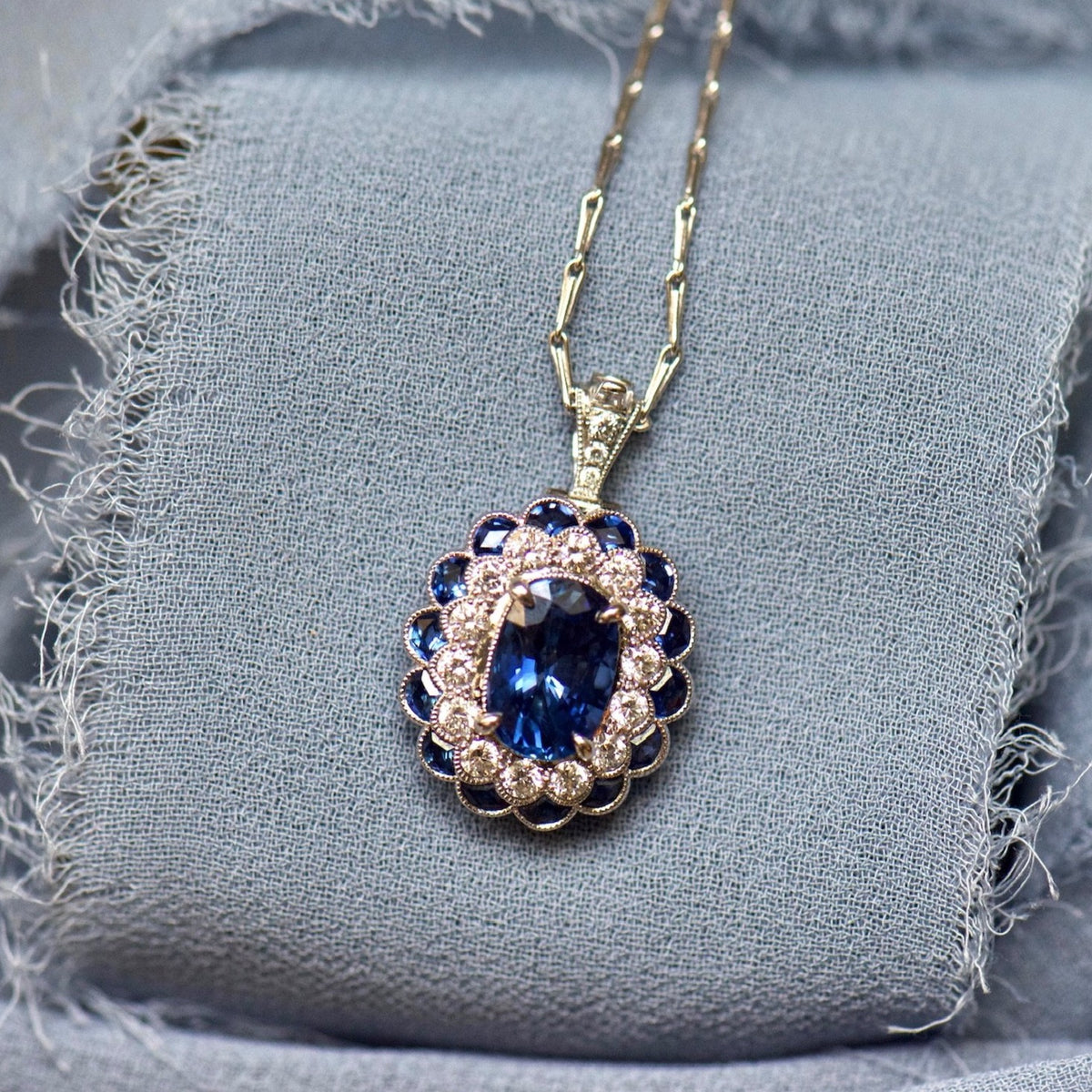 Sapphire and Diamond Necklace and Ring