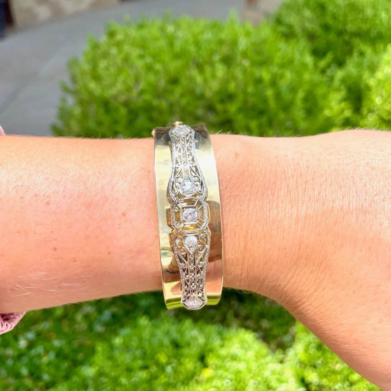 Antique Diamond Filigree Bangle