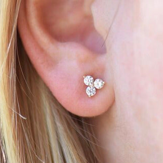 Three Stone Diamond Earrings