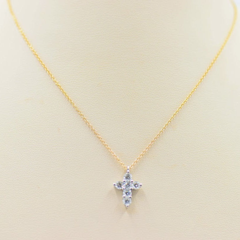 Round Brilliant Diamond Cross Necklace