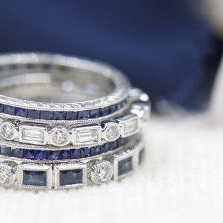 Baguette and Round Diamond Half Eternity Band