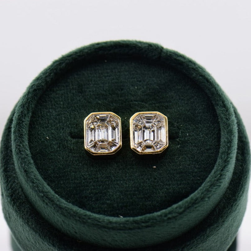 Yellow Gold Diamond Mosaic Earrings