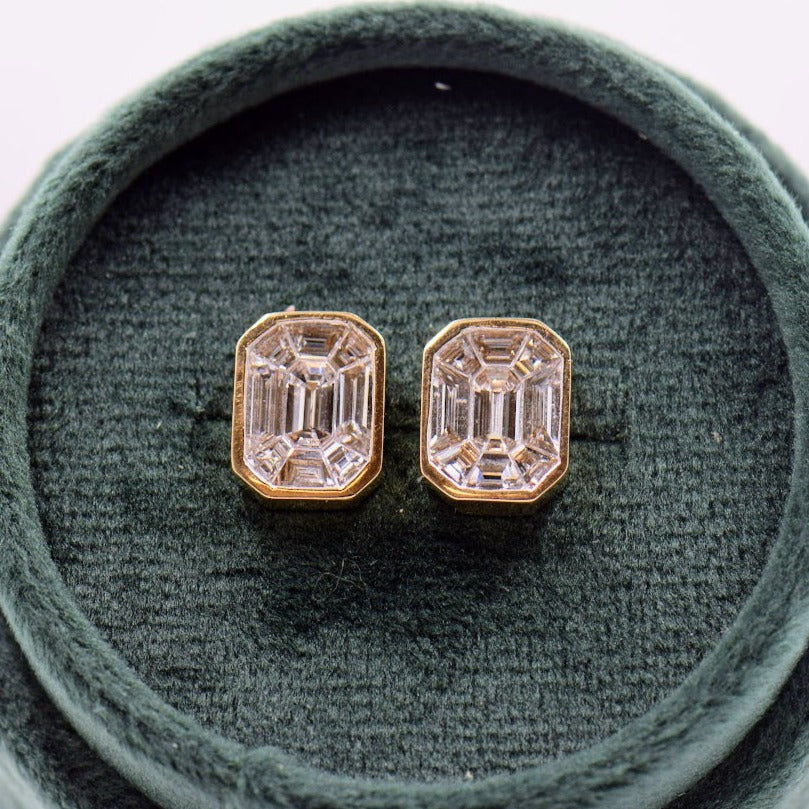 Yellow Gold Diamond Mosaic Earrings