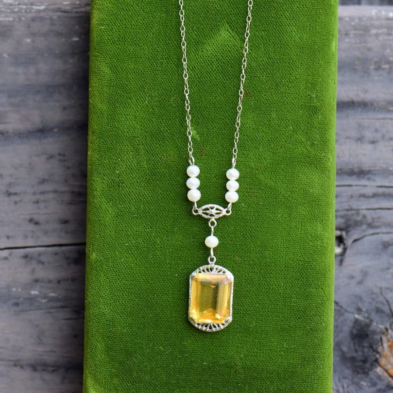 Citrine and Pearl Necklace