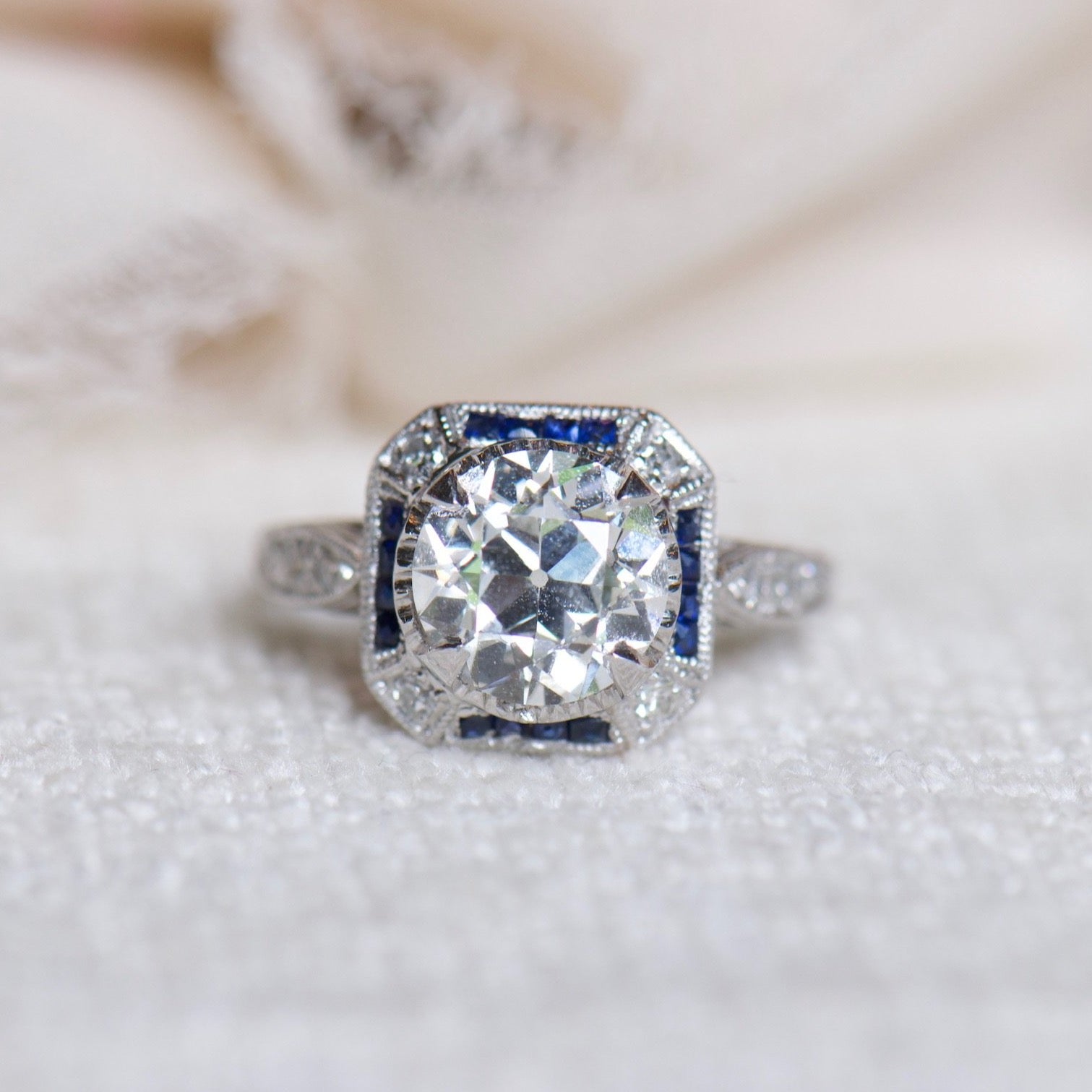 Art Deco Diamond and Sapphire Ring