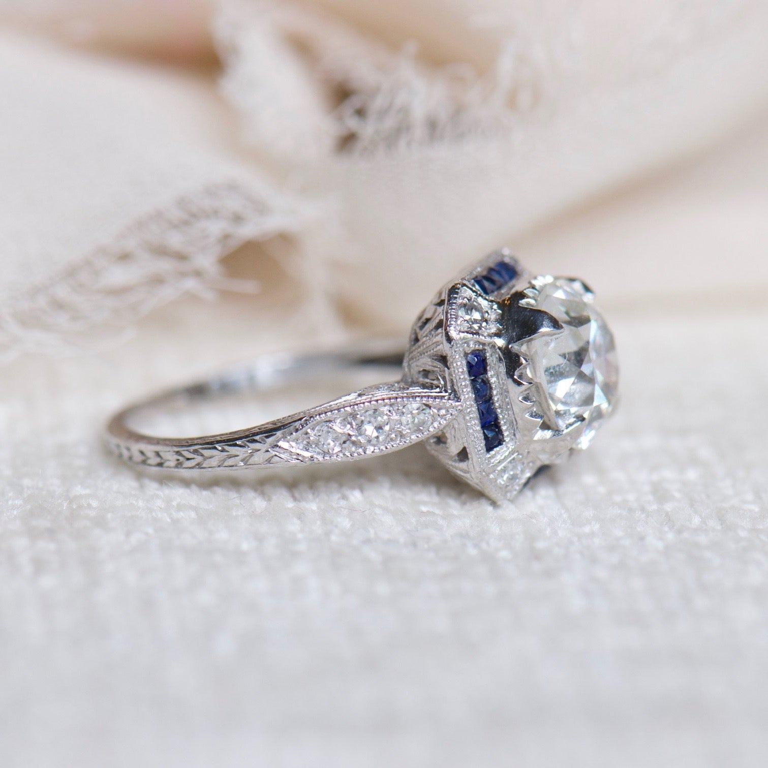 Art Deco Diamond and Sapphire Ring