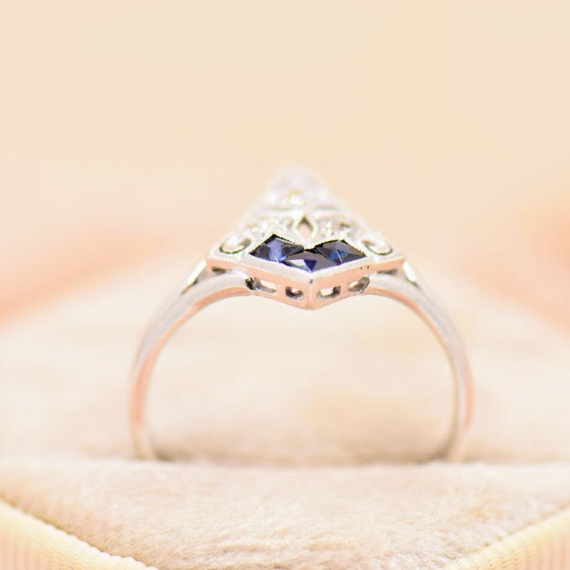 Art Deco Diamond and Sapphire Ring