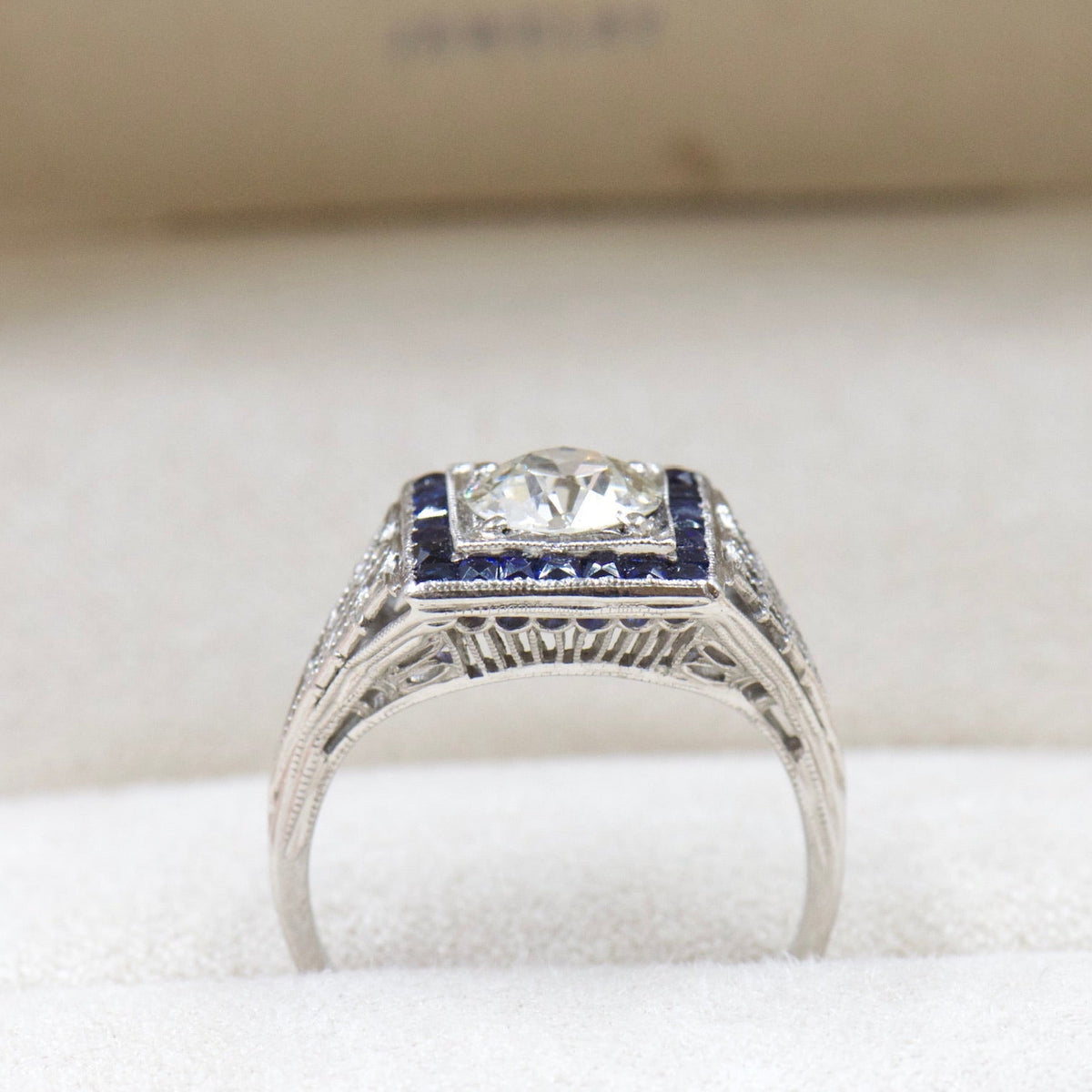 Diamond and Sapphire Square Ring