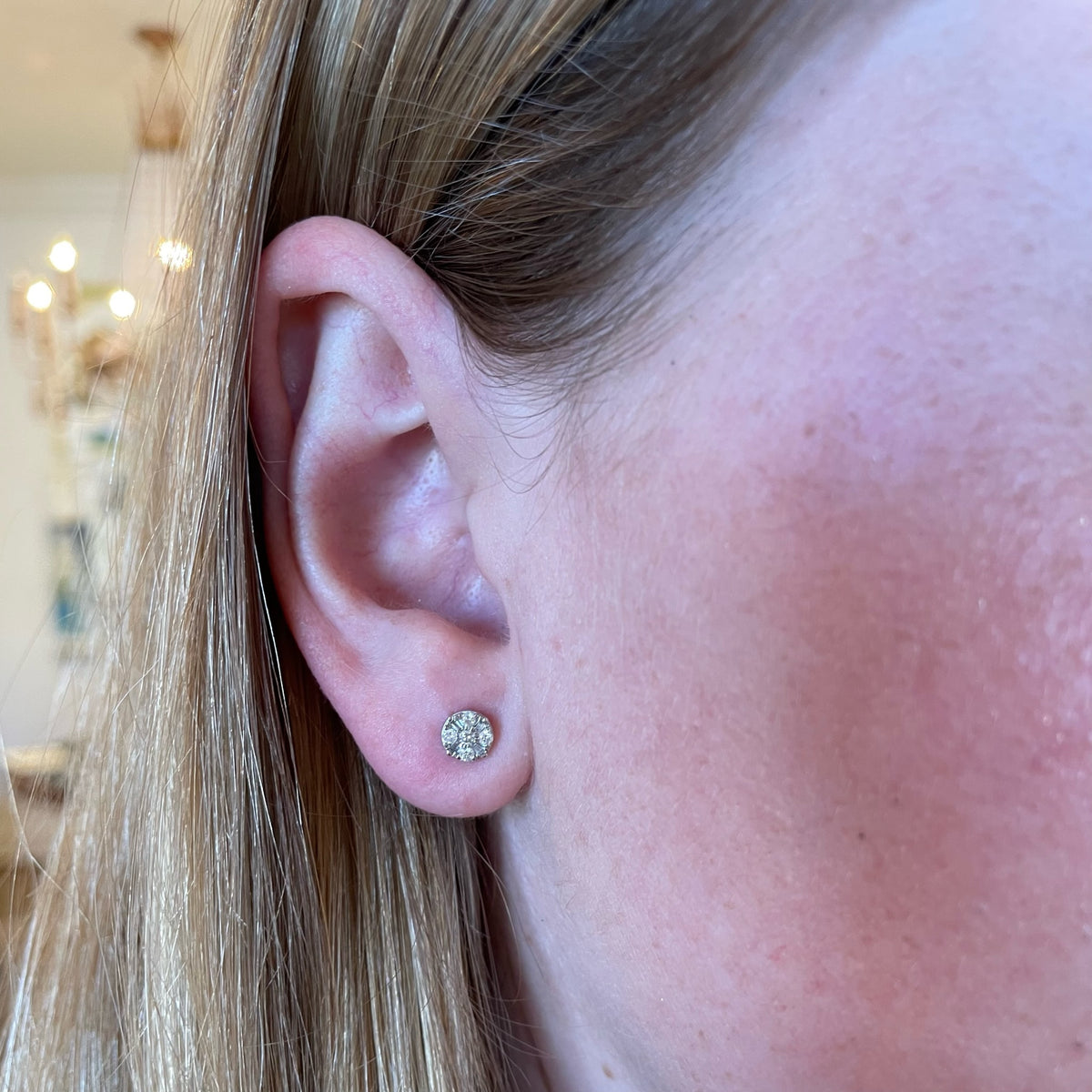 Diamond Round and Baguette Studs