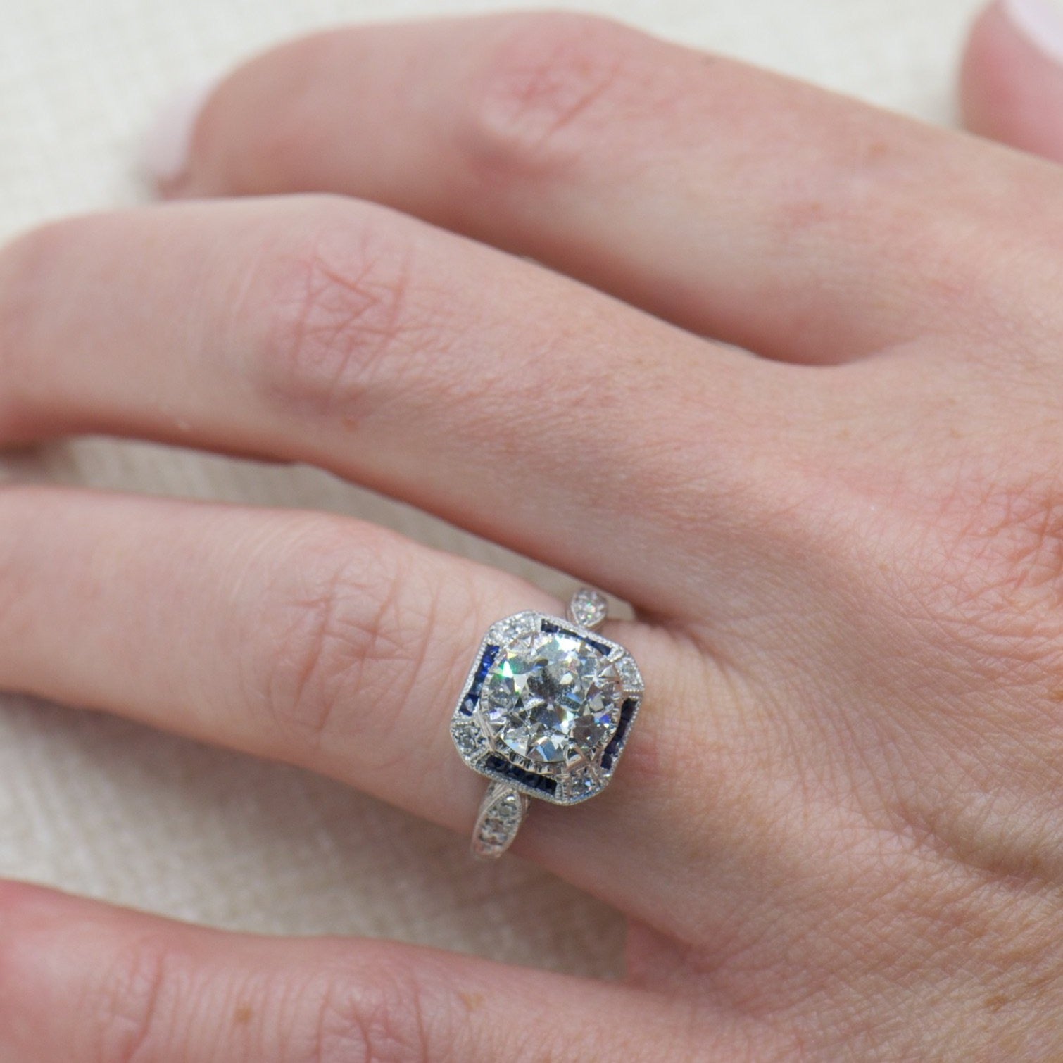 Art Deco Diamond and Sapphire Ring