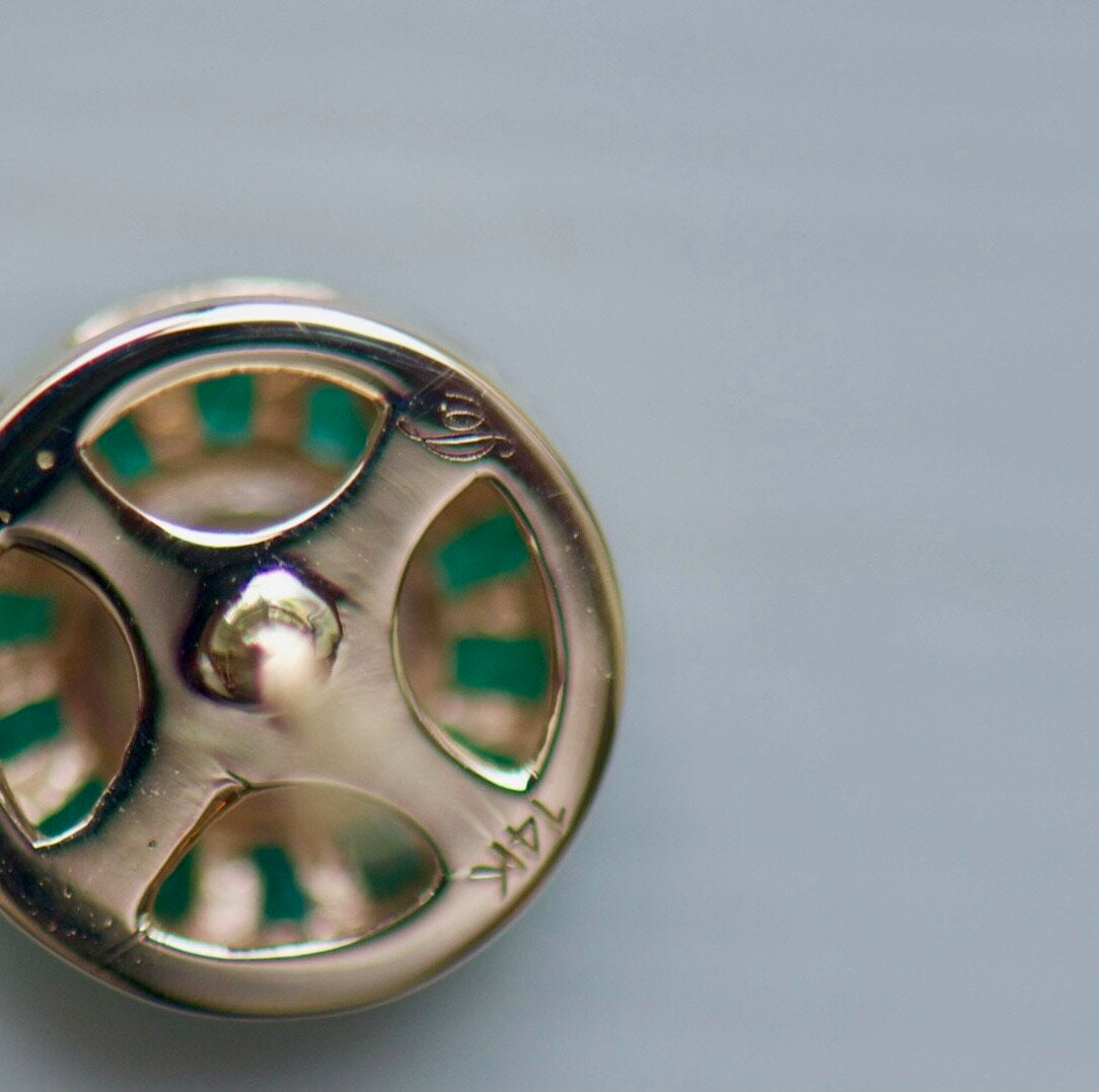 Art Deco Style Diamond and Emerald Target Earrings