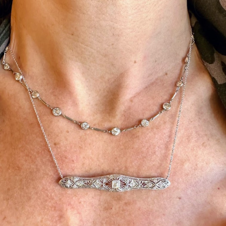 Diamond Brooch Necklace