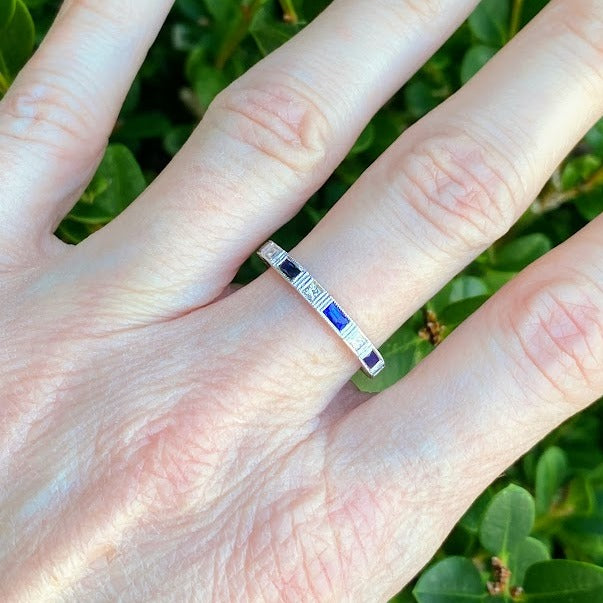 Diamond and Sapphire Baguette Band