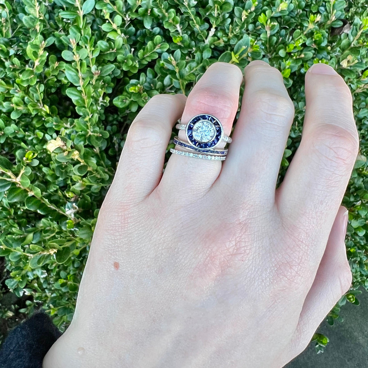 French Cut Sapphire Band