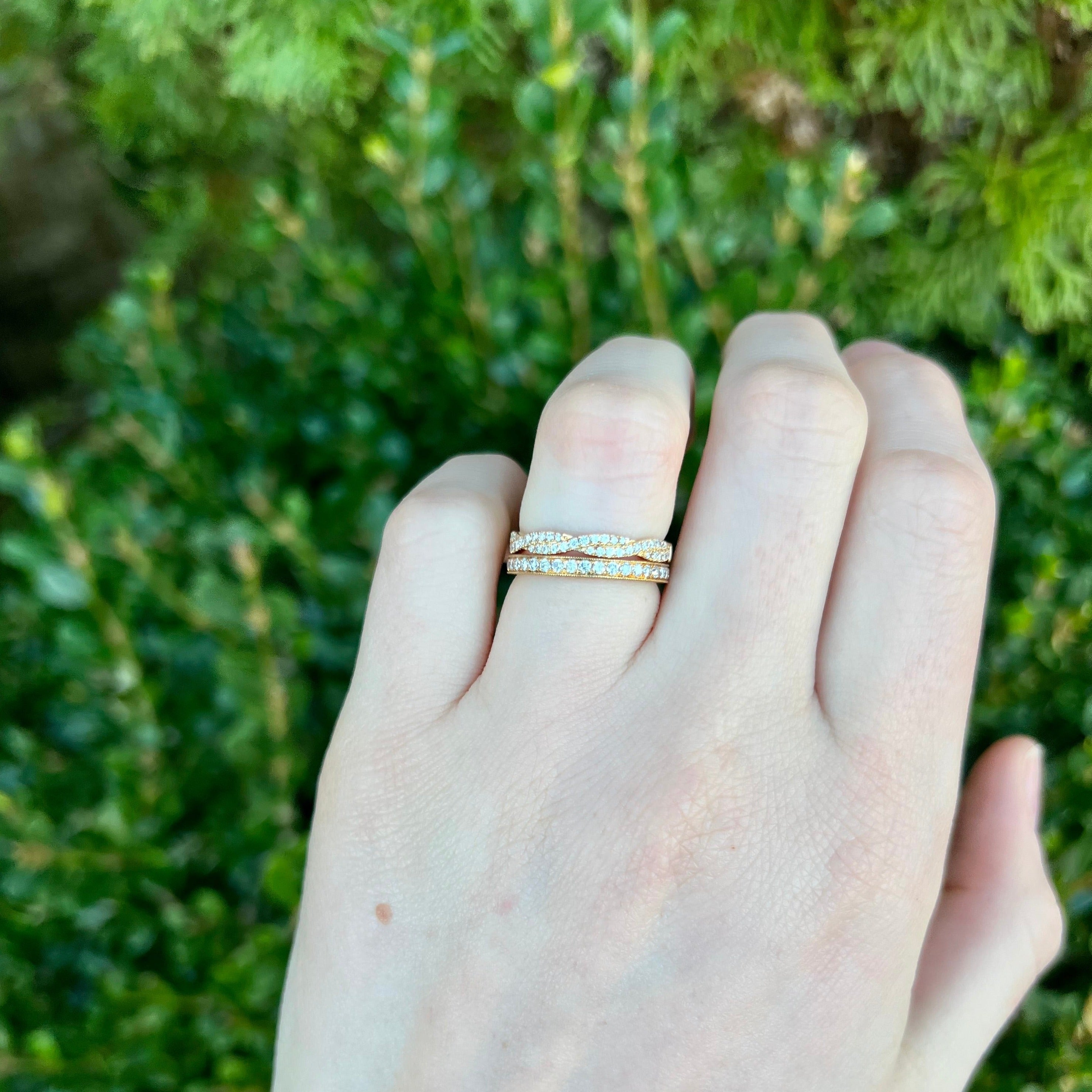 Yellow Gold Diamond Twist Half Eternity Band