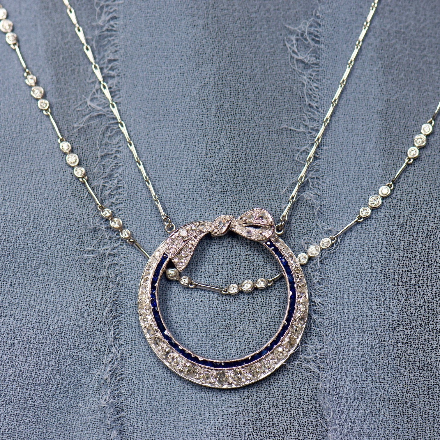 Triple Diamond Station Necklace