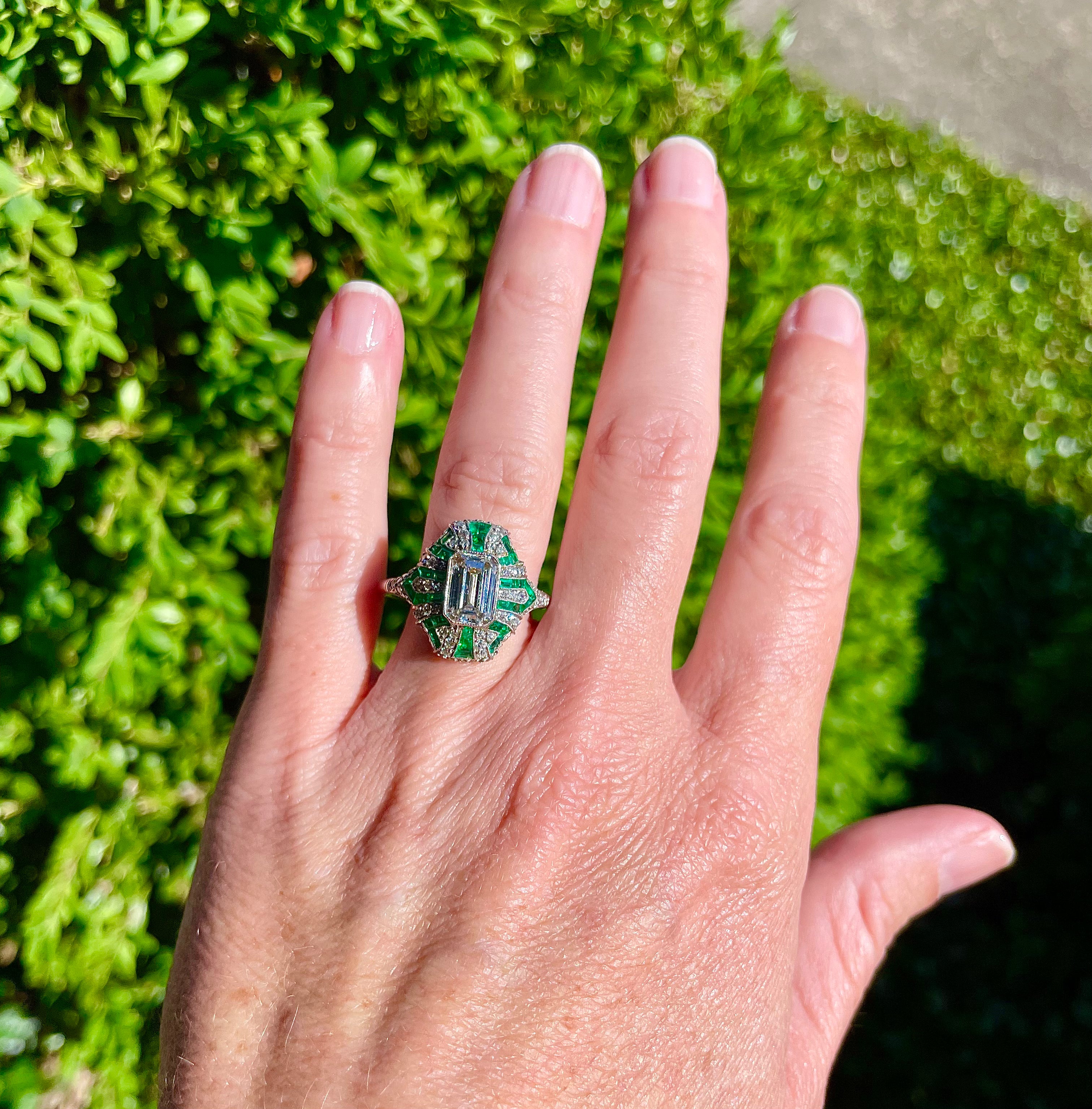 Art Deco Diamond and Emerald Ring