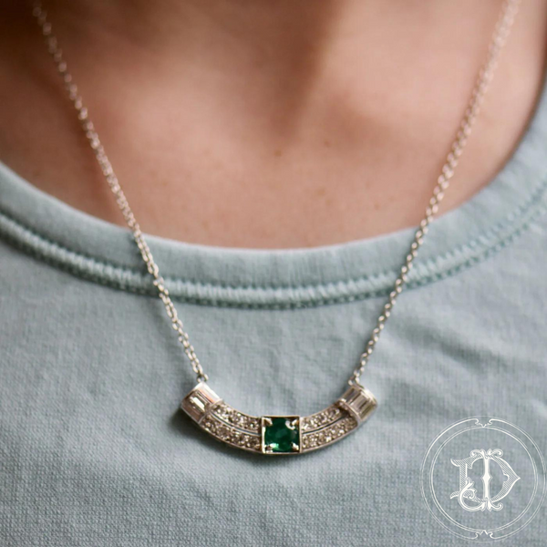 Art Deco Diamond and Emerald Necklace