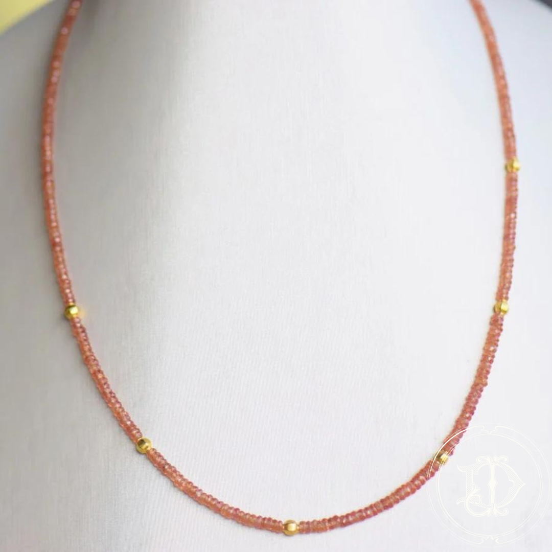 Orange Sapphire Beaded Necklace