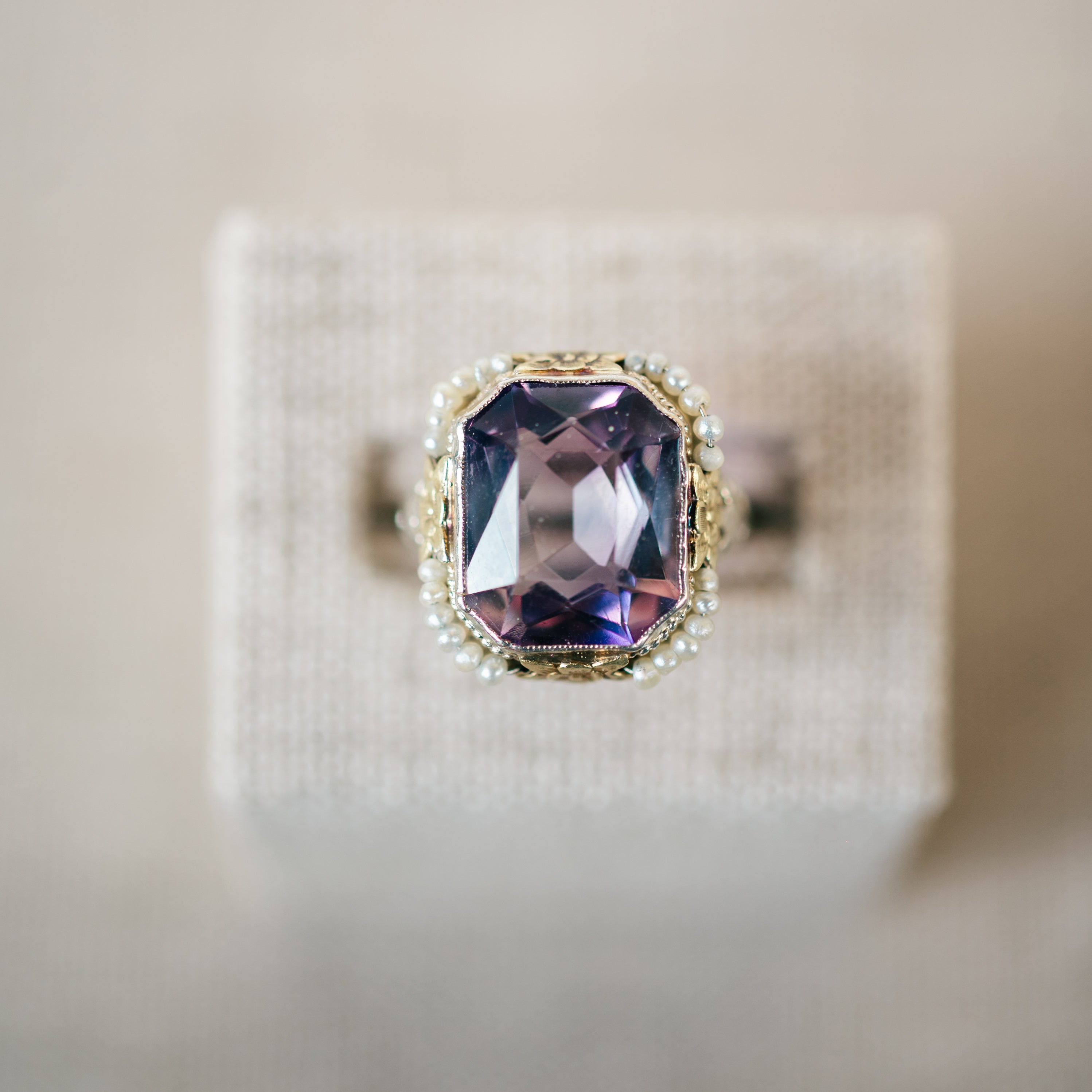 Amethyst and Pearl Ring