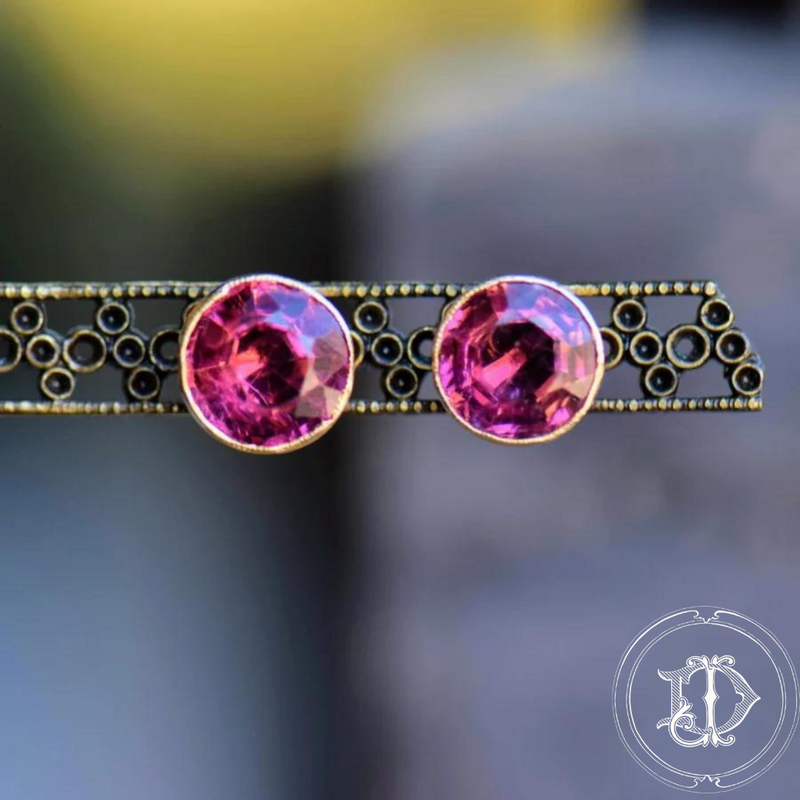 Pink Tourmaline Vintage Studs