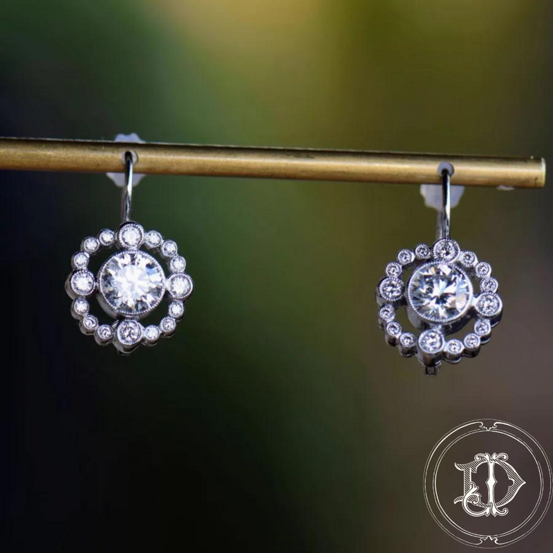 Vintage Inspired Diamond Halo Earrings