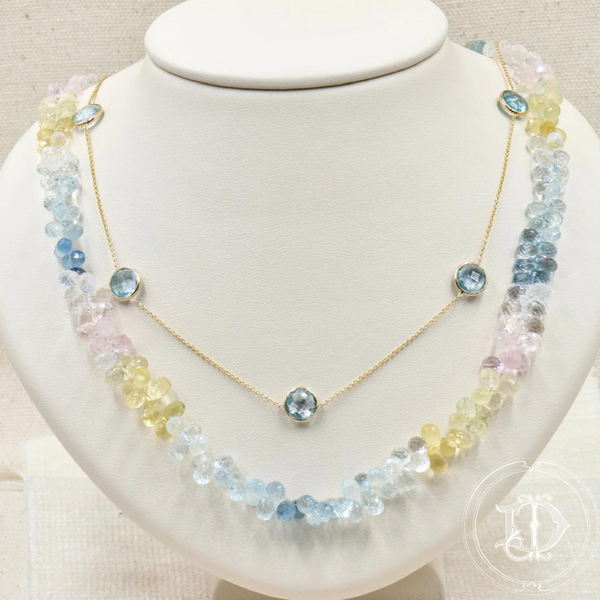 Pastel Tourmaline Briolette Cut Necklace