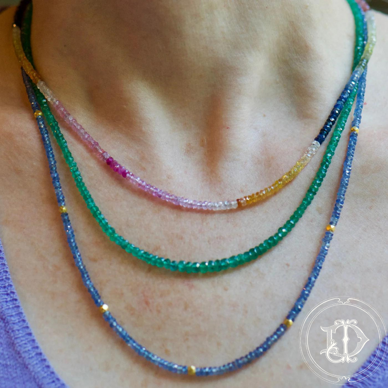 Multicolored Sapphire Beaded Necklace