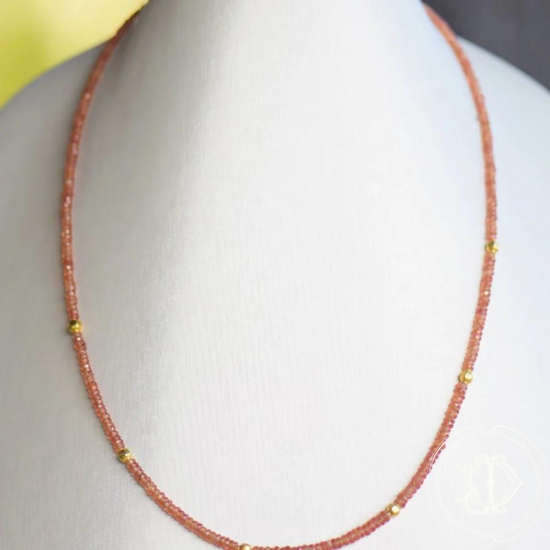 Orange Sapphire Beaded Necklace