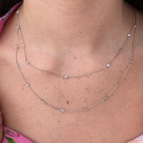 Vintage Platinum Diamond Station Necklace