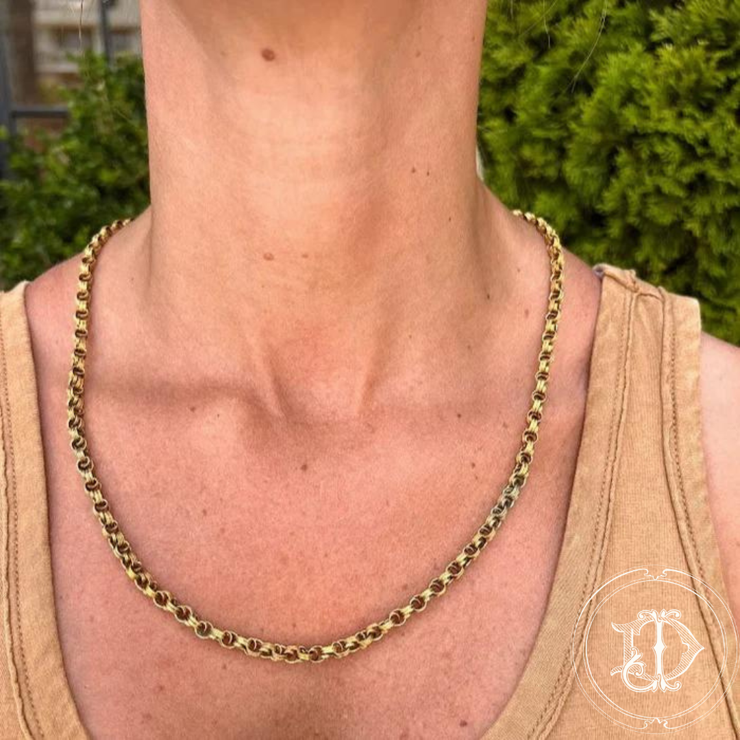 Gold Filled Engraved Rolo Chain
