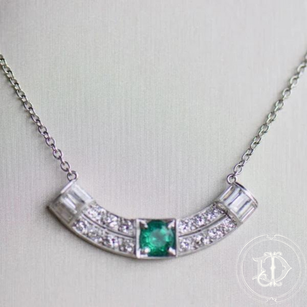 Art Deco Diamond and Emerald Necklace