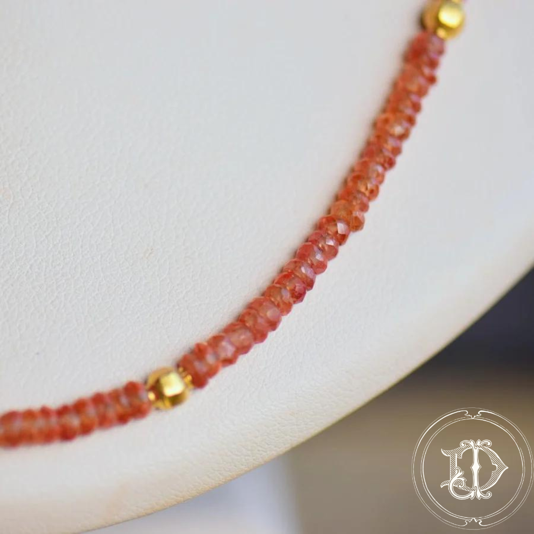 Orange Sapphire Beaded Necklace