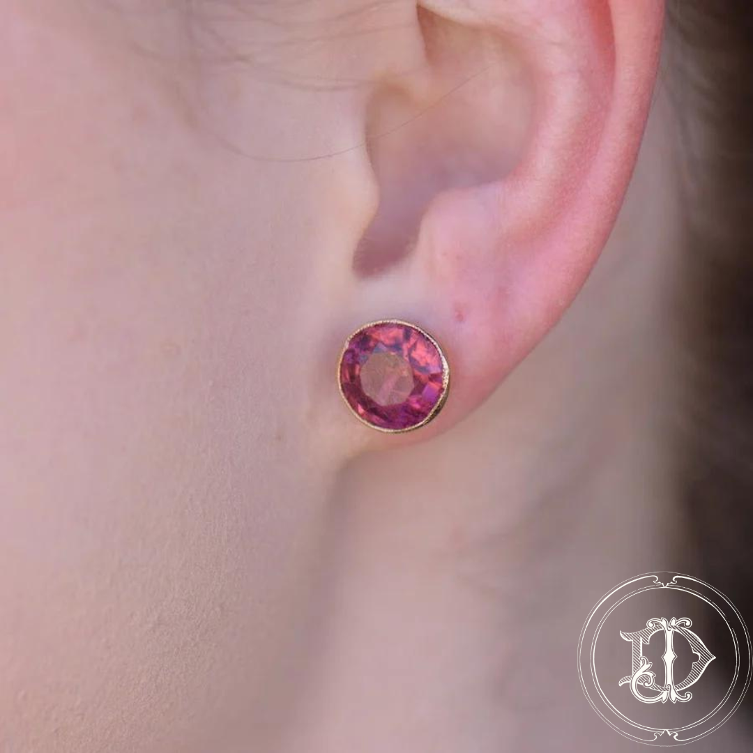 Pink Tourmaline Vintage Studs