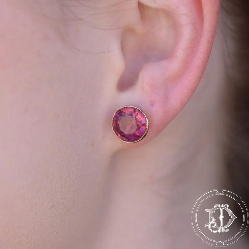 Pink Tourmaline Vintage Studs