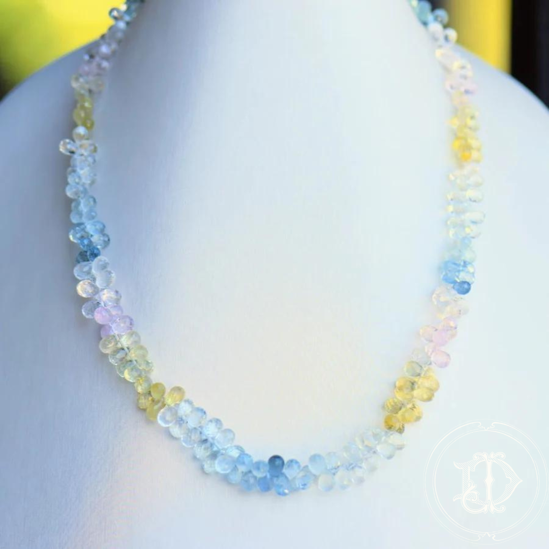 Pastel Tourmaline Briolette Cut Necklace