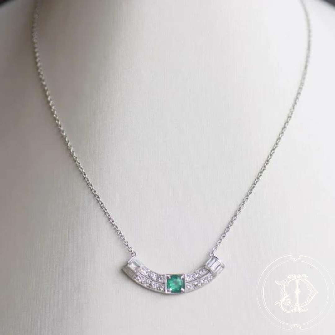 Art Deco Diamond and Emerald Necklace
