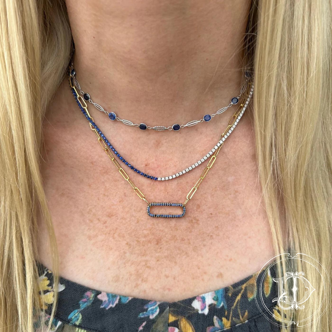 Diamond and Sapphire Tennis Necklace